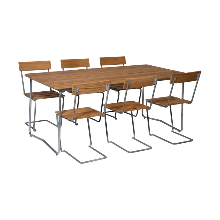Grythyttan conjunto de jantar B31 + 6 cadeiras 1 de teca - Grythyttan Stålmöbler