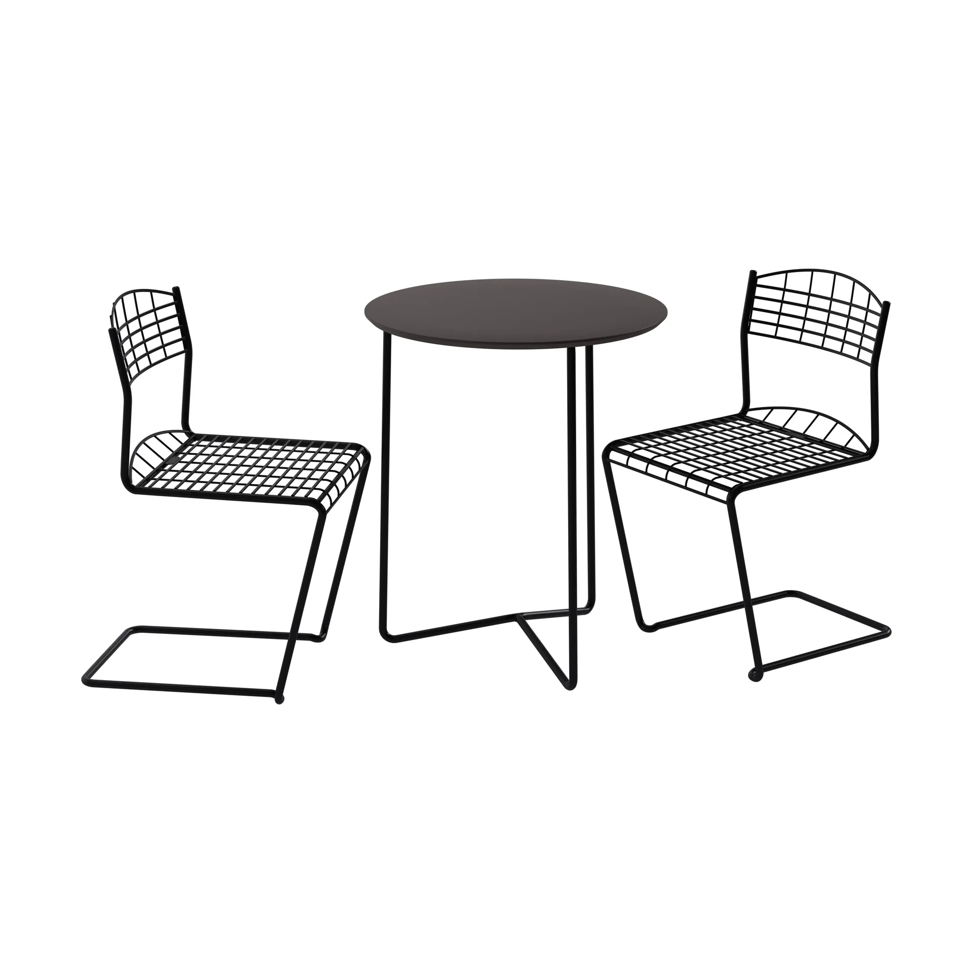 High tech mesa Ø60 cm + 2 High tech cadeira, preto Grythyttan Stålmöbler