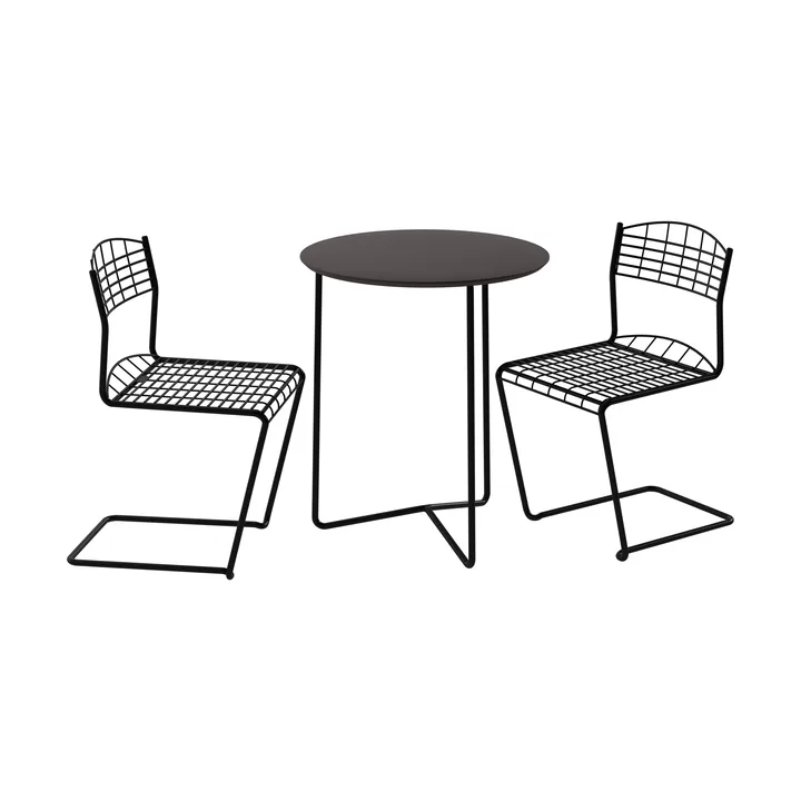 High tech mesa Ø60 cm + 2 High tech cadeira, preto - Grythyttan Stålmöbler