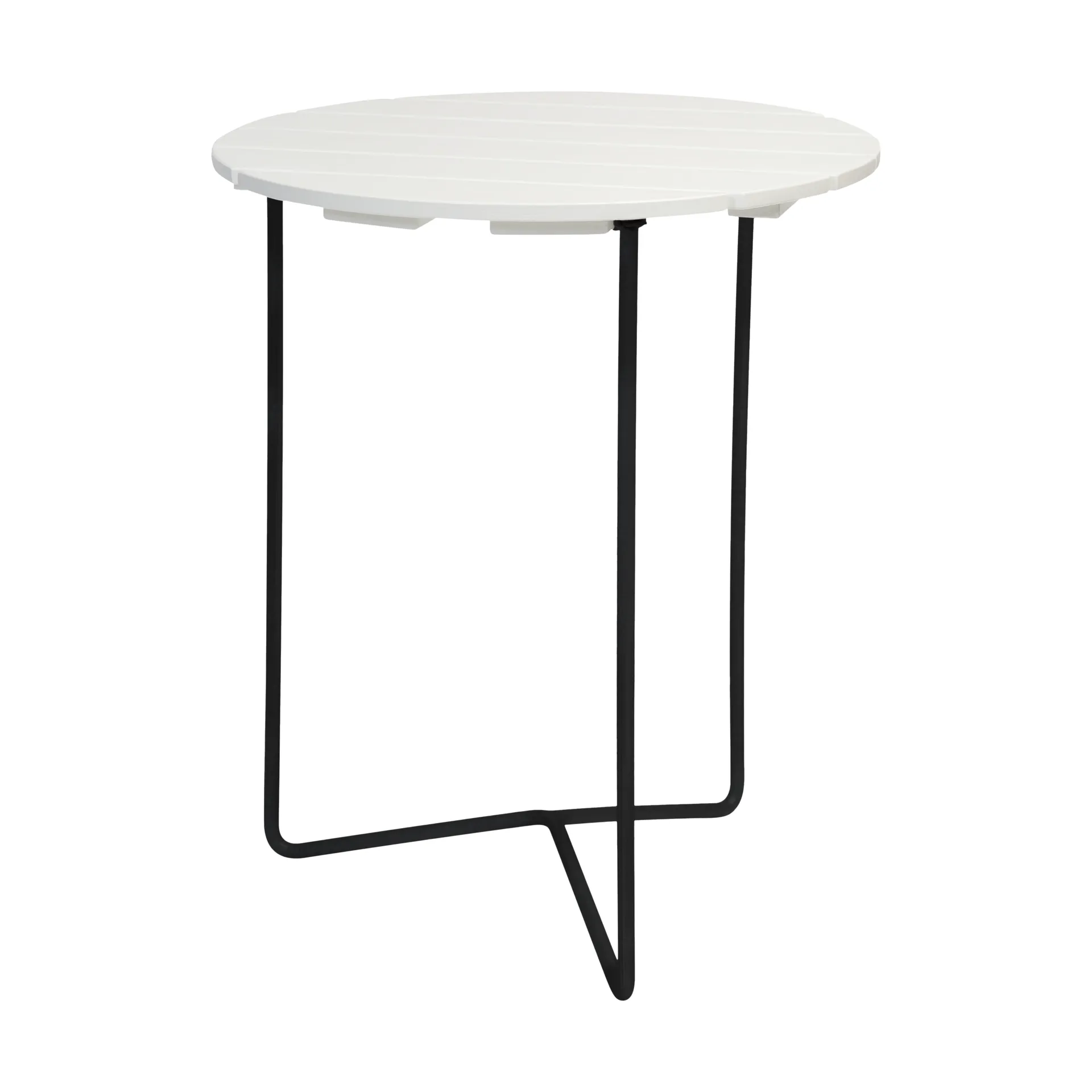 Mesa 6B Ø60 cm, Branco verniz carvalho-preto Grythyttan Stålmöbler