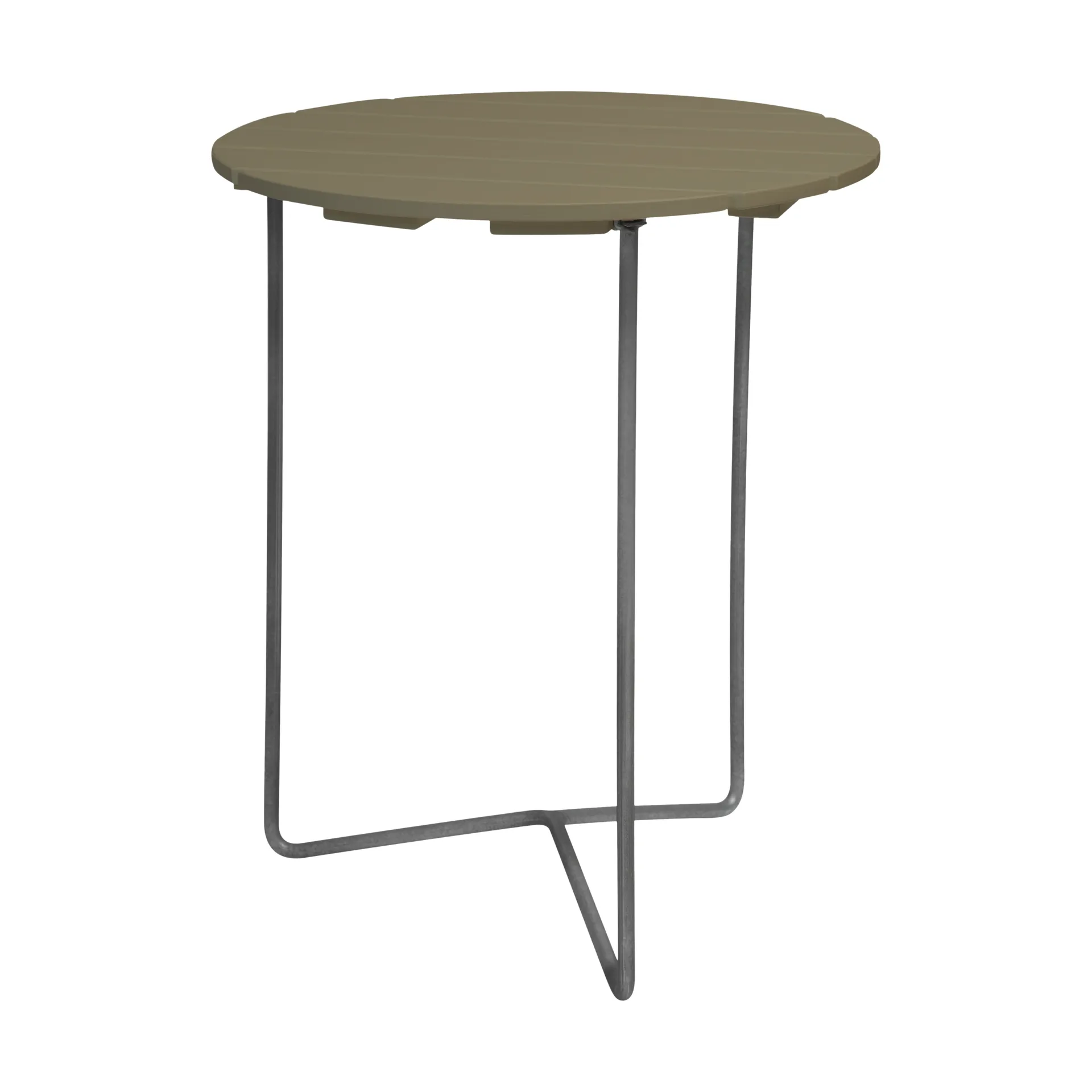 Mesa 6B Ø60 cm, Verde claro carvalho-aço galvanizado Grythyttan Stålmöbler