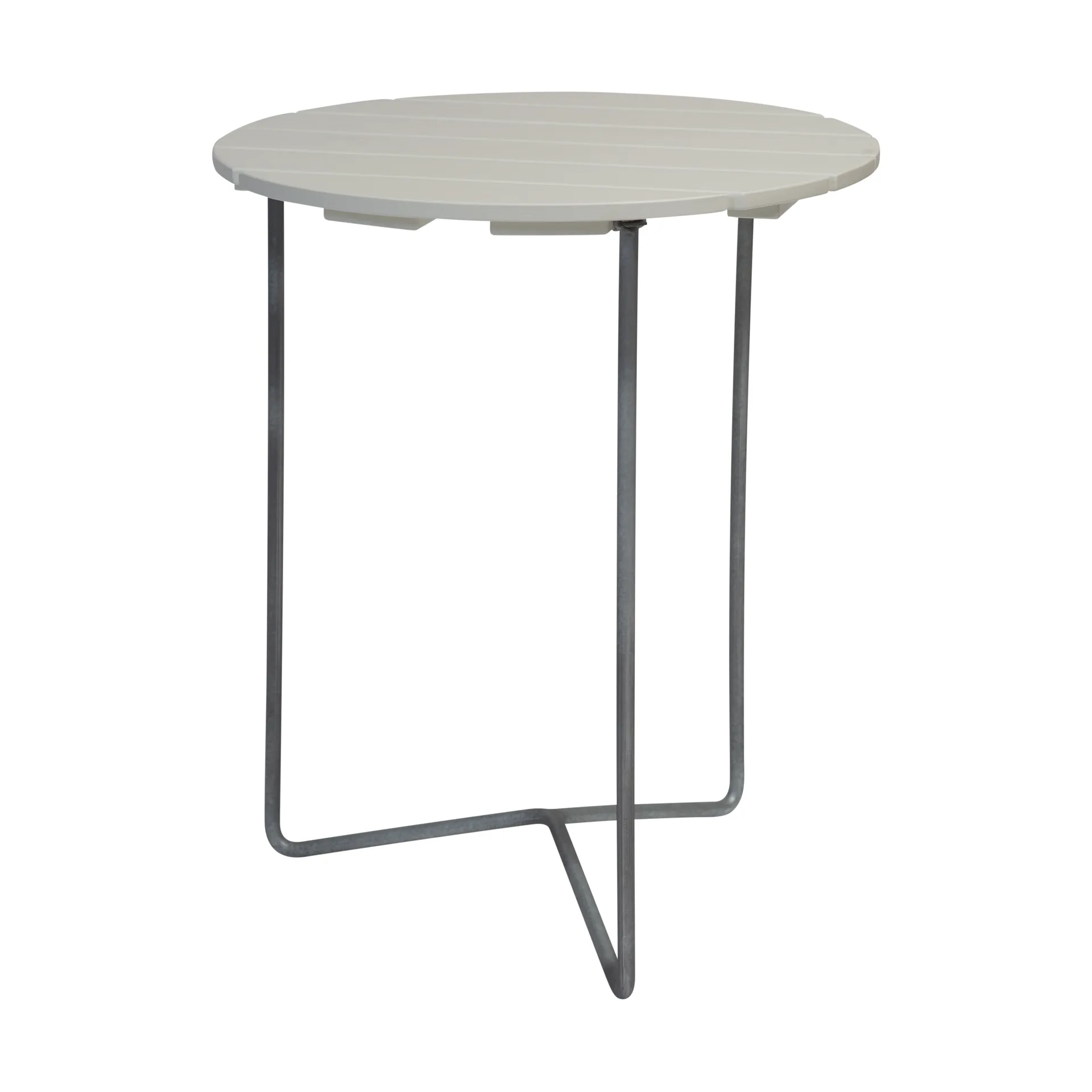 Mesa 6B, Carvalho laqueado branco - pés galvanizados, Ø60 cm Grythyttan Stålmöbler