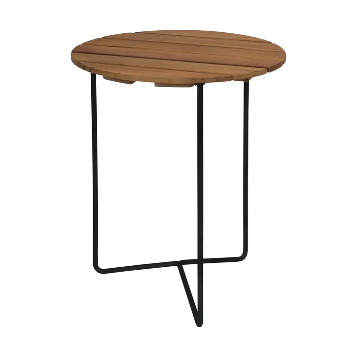 Mesa 6B - Teca não tratada-preto, Ø60 cm - Grythyttan Stålmöbler