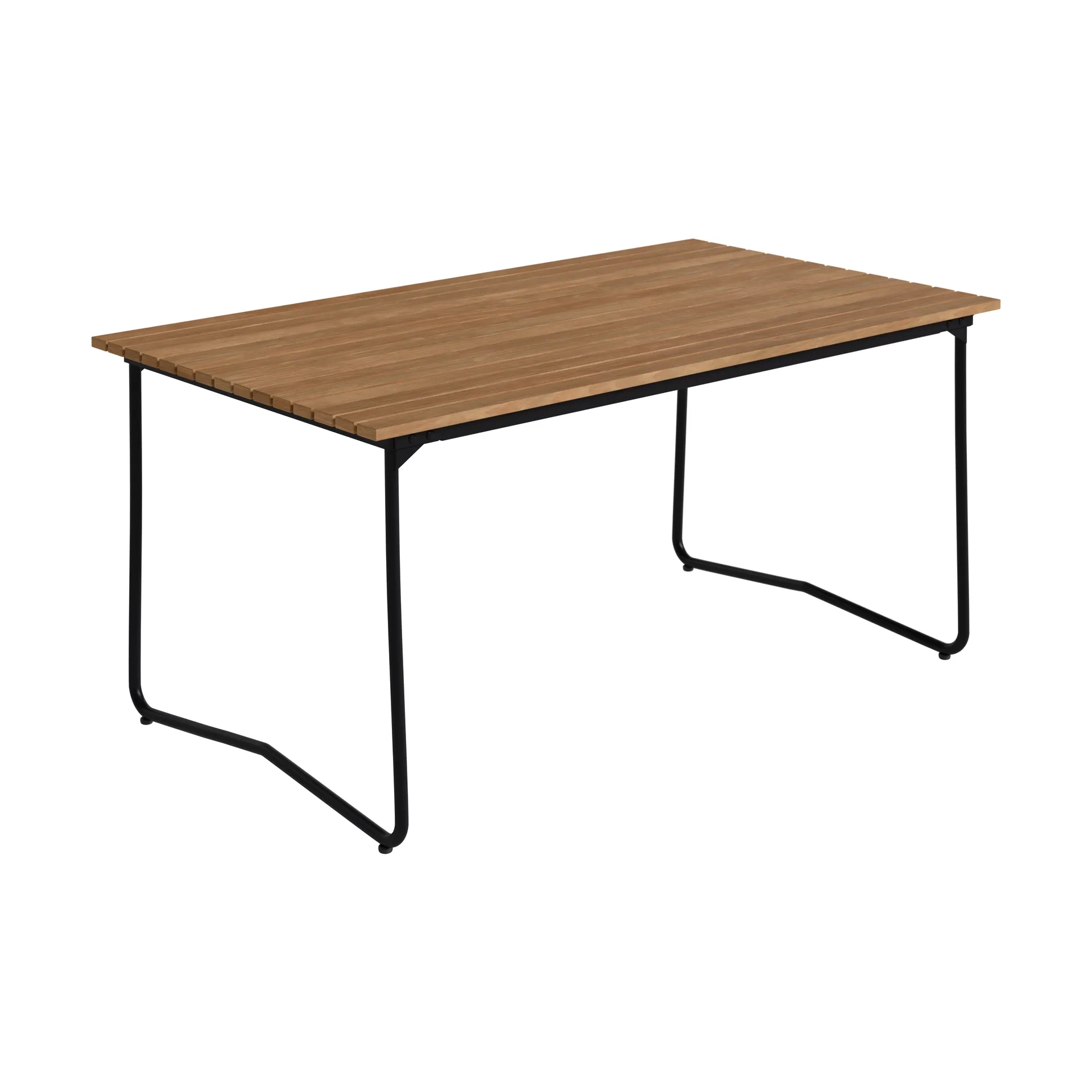 Mesa Bovik, Teca – estrutura em aço preto, 150x92 cm Grythyttan Stålmöbler