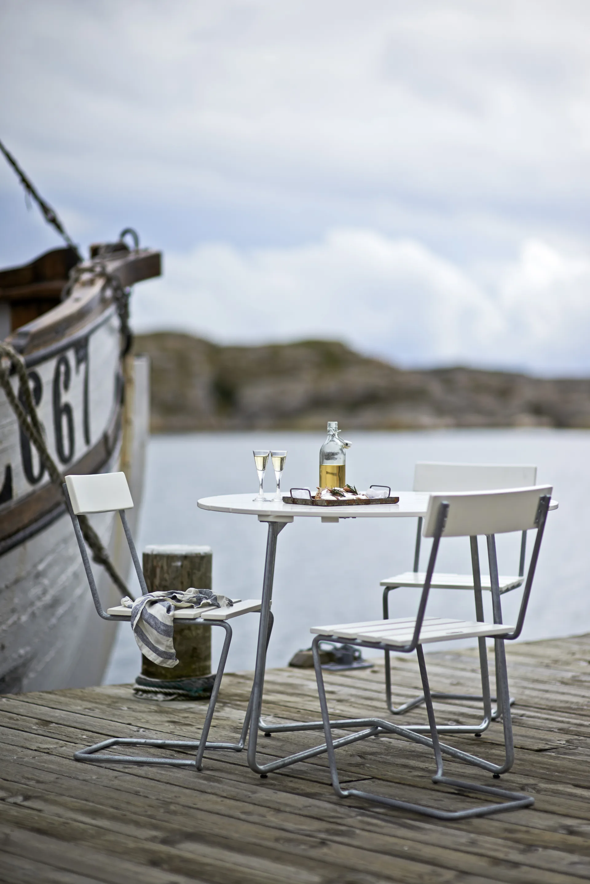 Mesa de jantar 9A, Carvalho laqueado branco Ø100 cm Grythyttan Stålmöbler