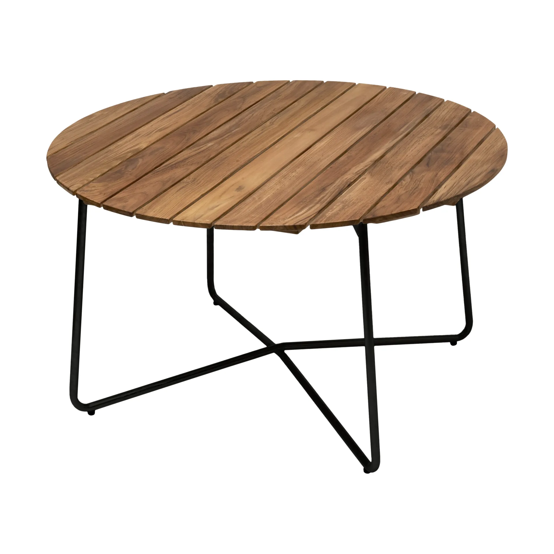 Mesa de jantar 9A, Teca não tratada-preto, Ø120 cm Grythyttan Stålmöbler