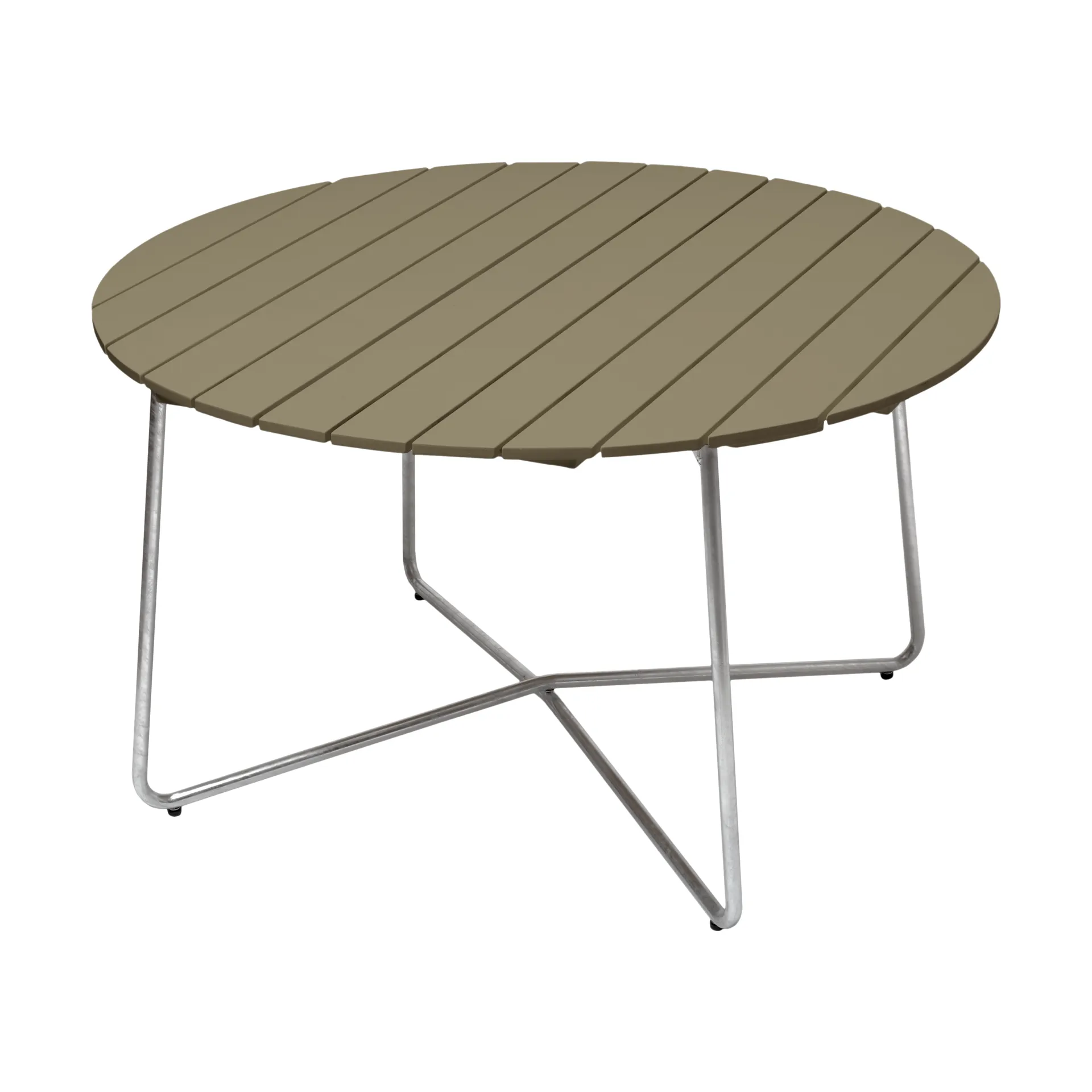 Mesa de jantar 9A, Verde claro carvalho-aço galvanizado, Ø120 cm Grythyttan Stålmöbler