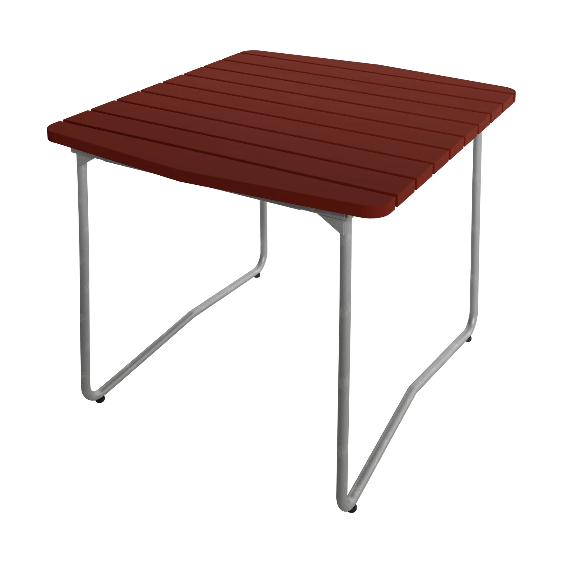 Mesa de jantar B31, Carvalho lacado vermelho escuro – estrutura em aço galvanizado a quente, 84x92 cm Grythyttan Stålmöbler