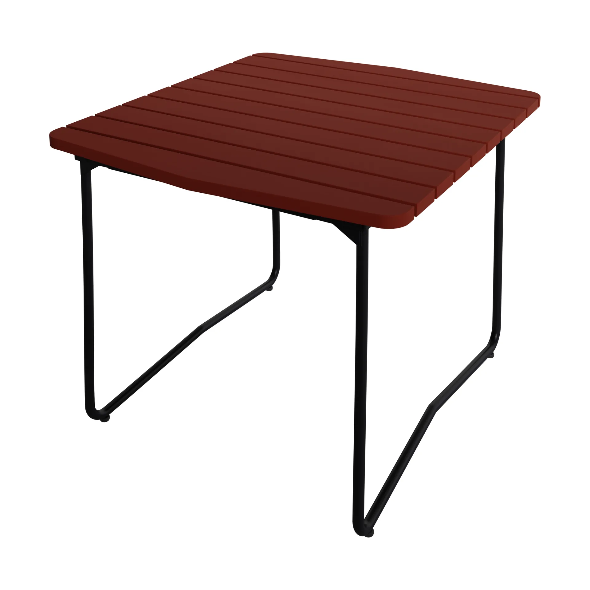 Mesa de jantar B31, Carvalho lacado vermelho escuro – estrutura em aço preto, 84x92 cm Grythyttan Stålmöbler