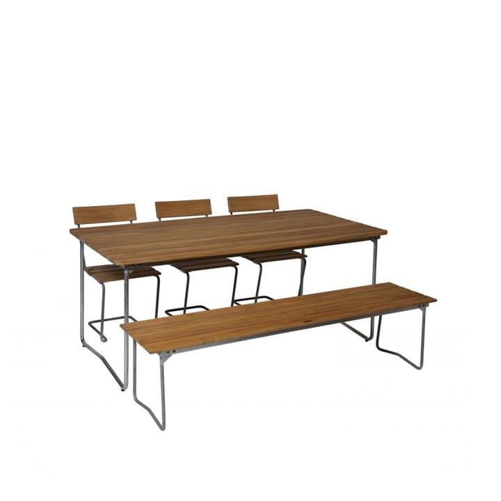 Mesa de jantar B31, Teca-estrutura em aço galvanizado à quente Grythyttan Stålmöbler