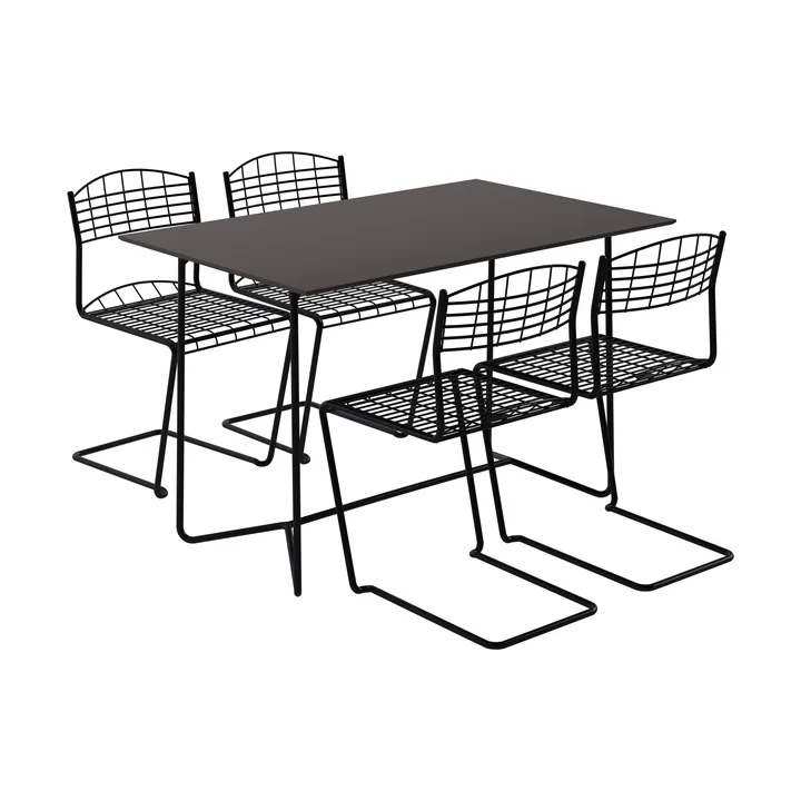 Mesa High tech 110 cm + 4 cadeiras High tech, preto - Grythyttan Stålmöbler