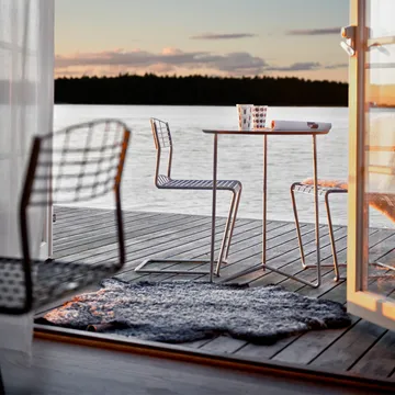 Mesa High Tech - Branco-estrutura preta, Ø60 cm - Grythyttan Stålmöbler
