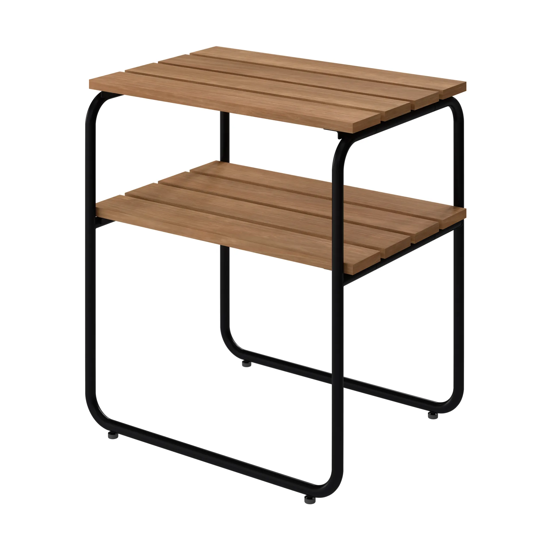Mesa lateral L45, Teca – estrutura em aço preto, 45x32 cm Grythyttan Stålmöbler