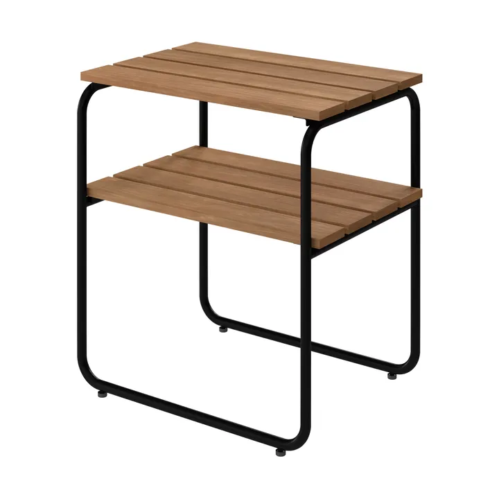 Mesa lateral L45 - Teca – estrutura em aço preto, 45x32 cm - Grythyttan Stålmöbler