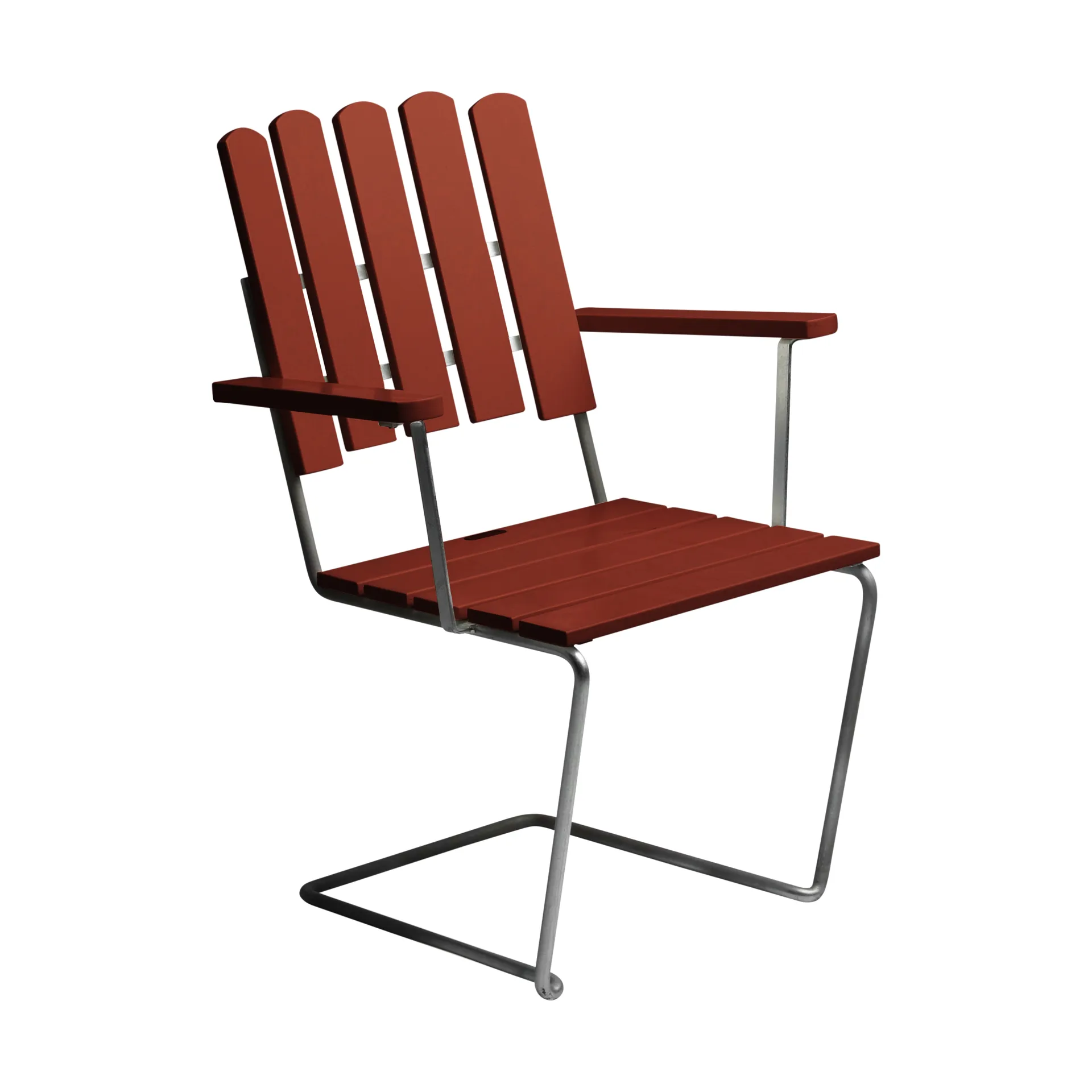 Poltrona A2, Carvalho envernizado em vermelho escuro–estrutura galvanizada a quente Grythyttan Stålmöbler
