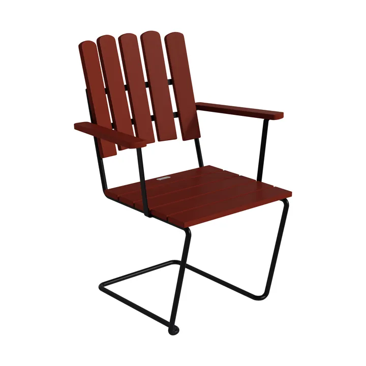 Poltrona A2 - Carvalho lacado vermelho escuro – estrutura em aço preto - Grythyttan Stålmöbler
