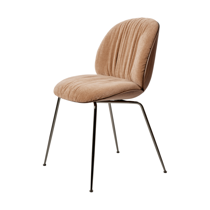 Beetle Soft cadeira com frente revestida - Belsuede Dedar 132-nogueira fosca-preto cromado - GUBI
