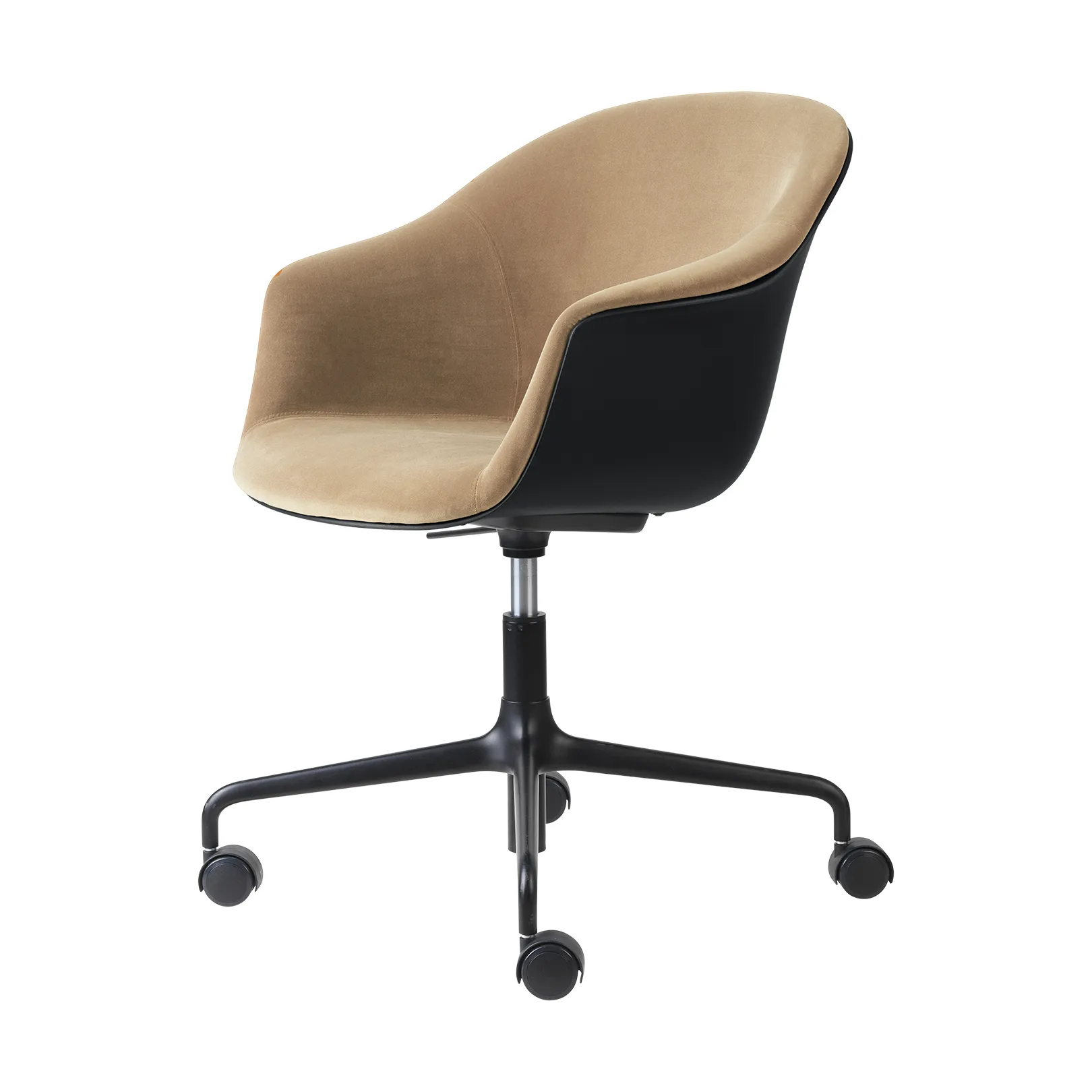 Cadeira Bat Meeting Chair estofada à frente, Dandy gubi 905 dune-black-black GUBI
