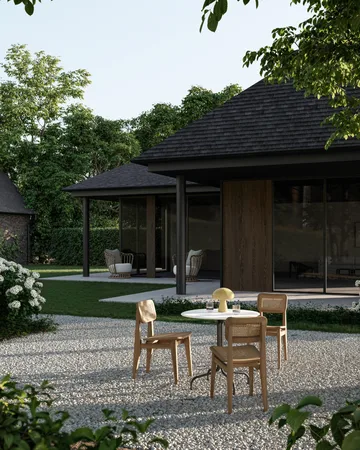 Cadeira C-chair Outdoor - All french cane-natural teak - GUBI