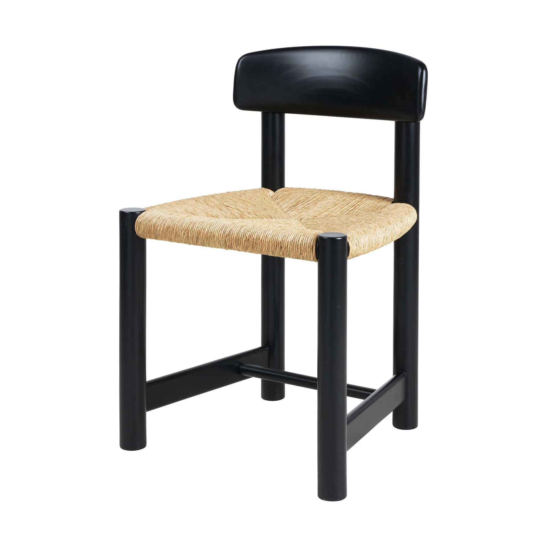 Cadeira Daumiller Side Chair, Natural Rush-brown/black pine GUBI
