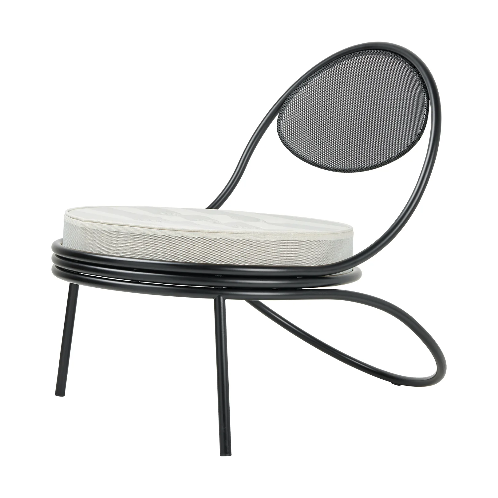 Copacabana Outdoor Lounge Chair assento estofado, Leslie stripe limonta 020-pernas pretas GUBI