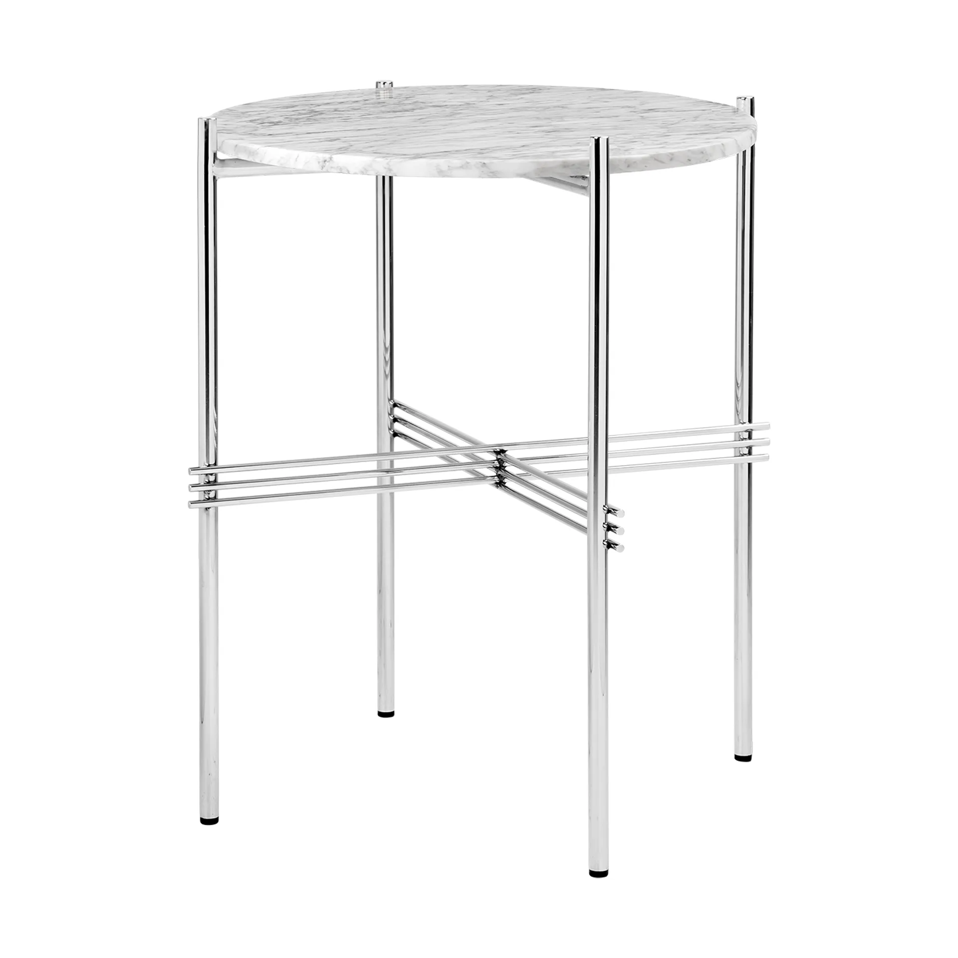 Mesa de apoio TS aço polido Ø40, Mármore carrara branco GUBI