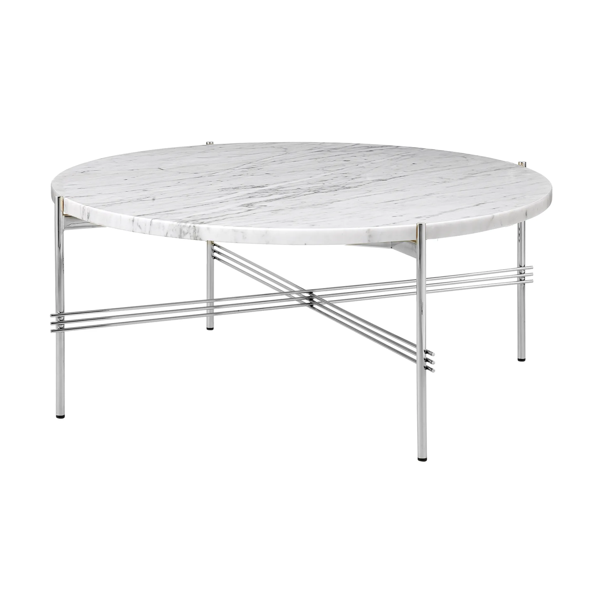 Mesa de centro aço polido TS Ø80, Mármore carrara branco GUBI