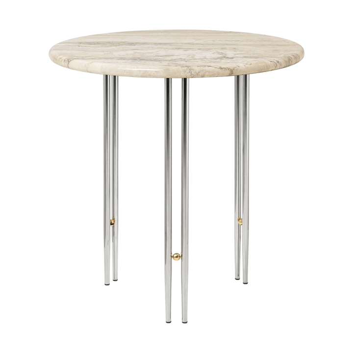 Mesa de centro IOI Ø50 cm - Cromo-latão-rippled beige - GUBI