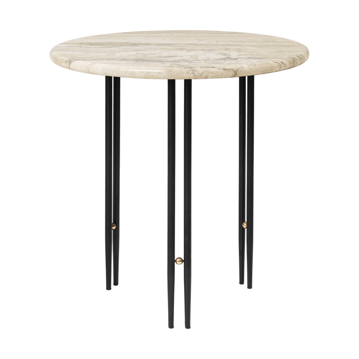 Mesa de centro IOI Ø50 cm - Preto-latão-rippled beige - GUBI