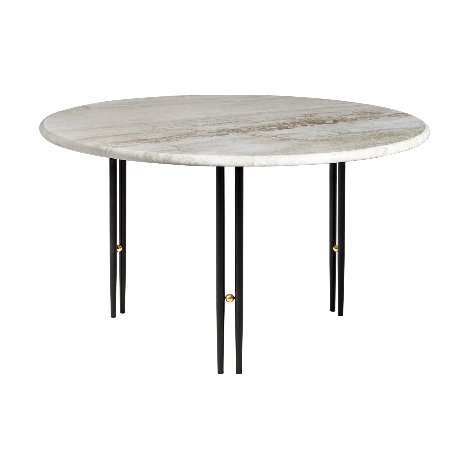 Mesa de centro IOI, Rippled beige-armação preta ø70 cm GUBI