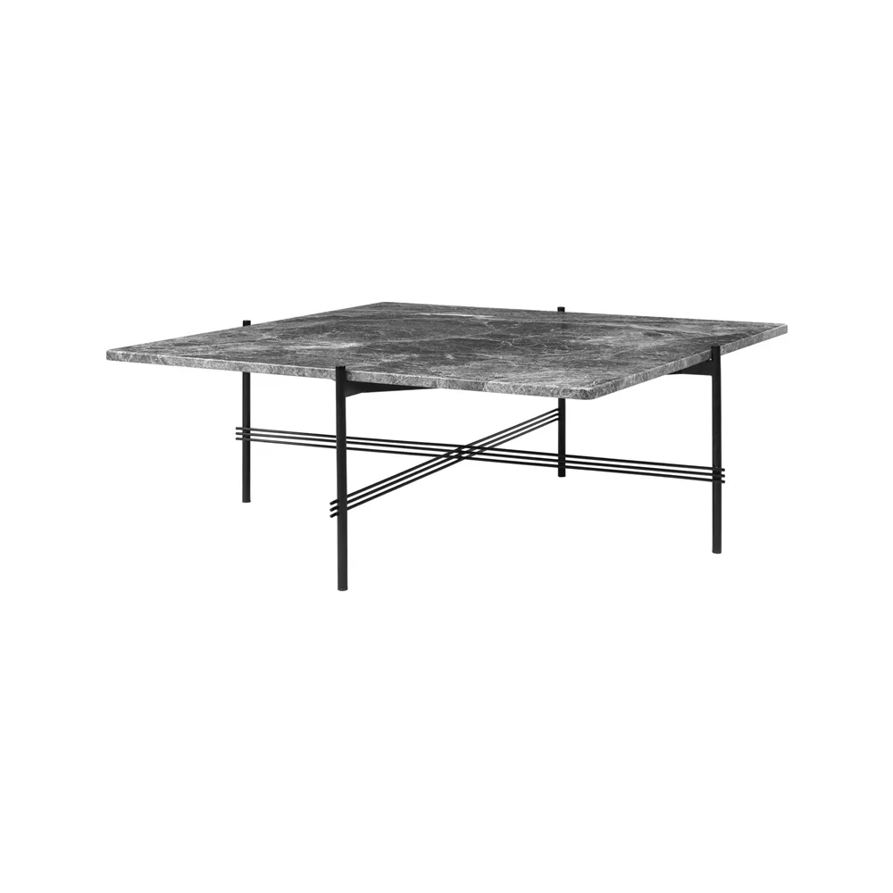 Mesa de centro Ts Square, Mármore cinzento emperador 105x105 cm, estrutura preta GUBI