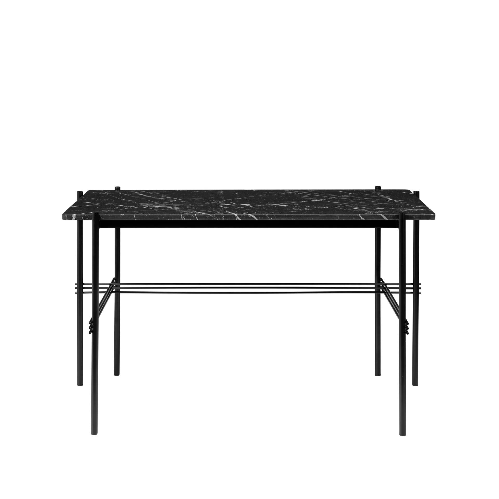 Mesa de escritório Ts Desk, Aço lacado a preto, preto Mármore GUBI