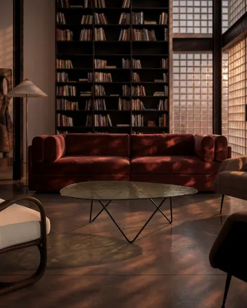 Pedrera mesa de centro - Preto semimate-vidro texturizado smoke - GUBI