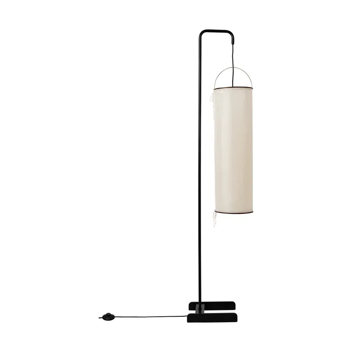 Silk Lantern candeeiro de pé - Natural white silk-semi matt preto, 163 cm - GUBI