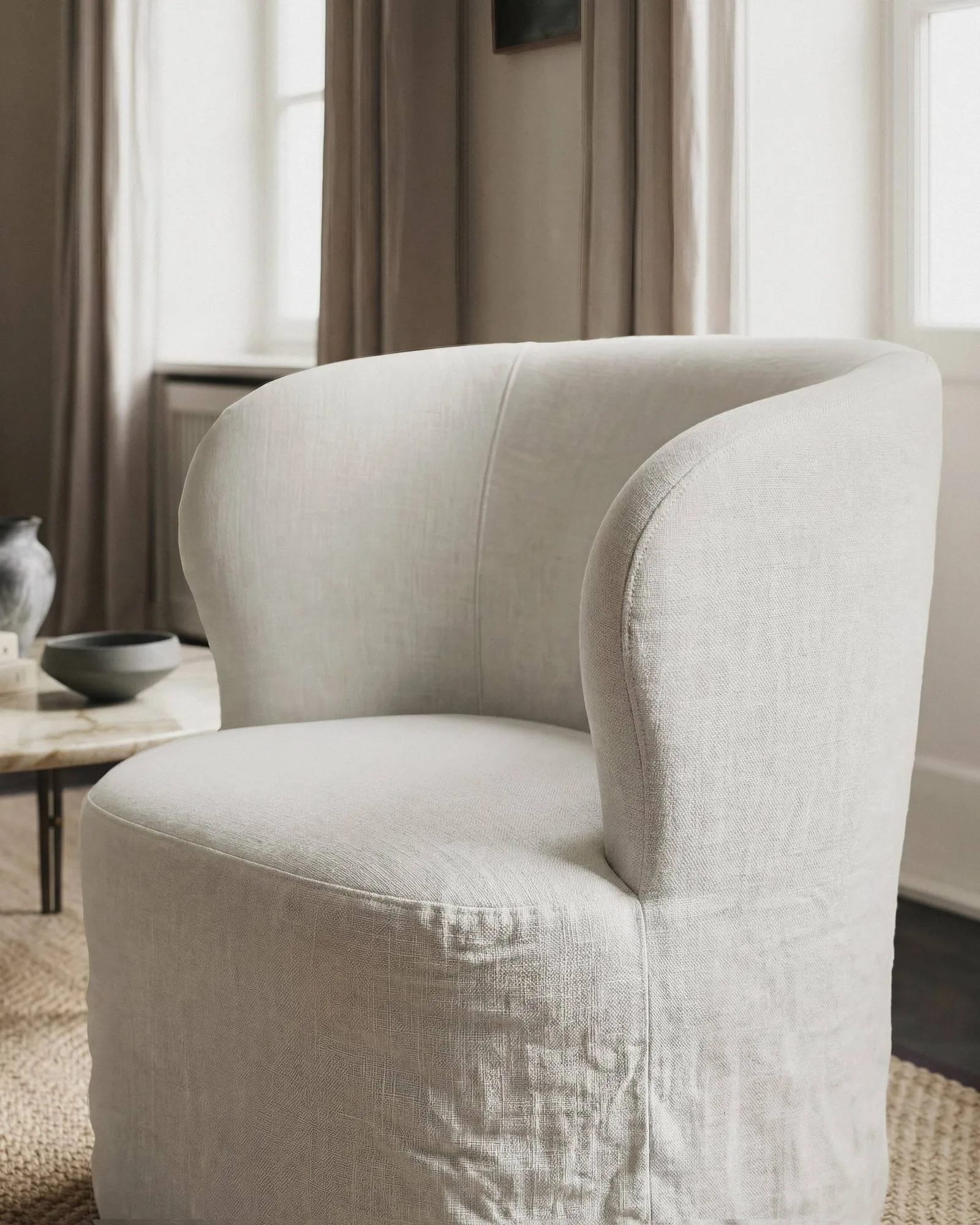 Stay Slipcover poltrona lounge, Linen 0024, grande GUBI