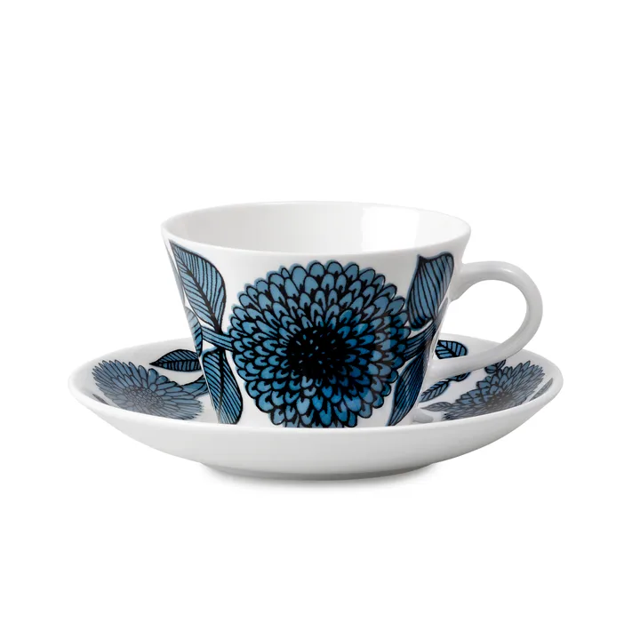 Conjunto de café cone Blå Aster - chávena de café + pires - Gustafsbergs Porslinsfabrik