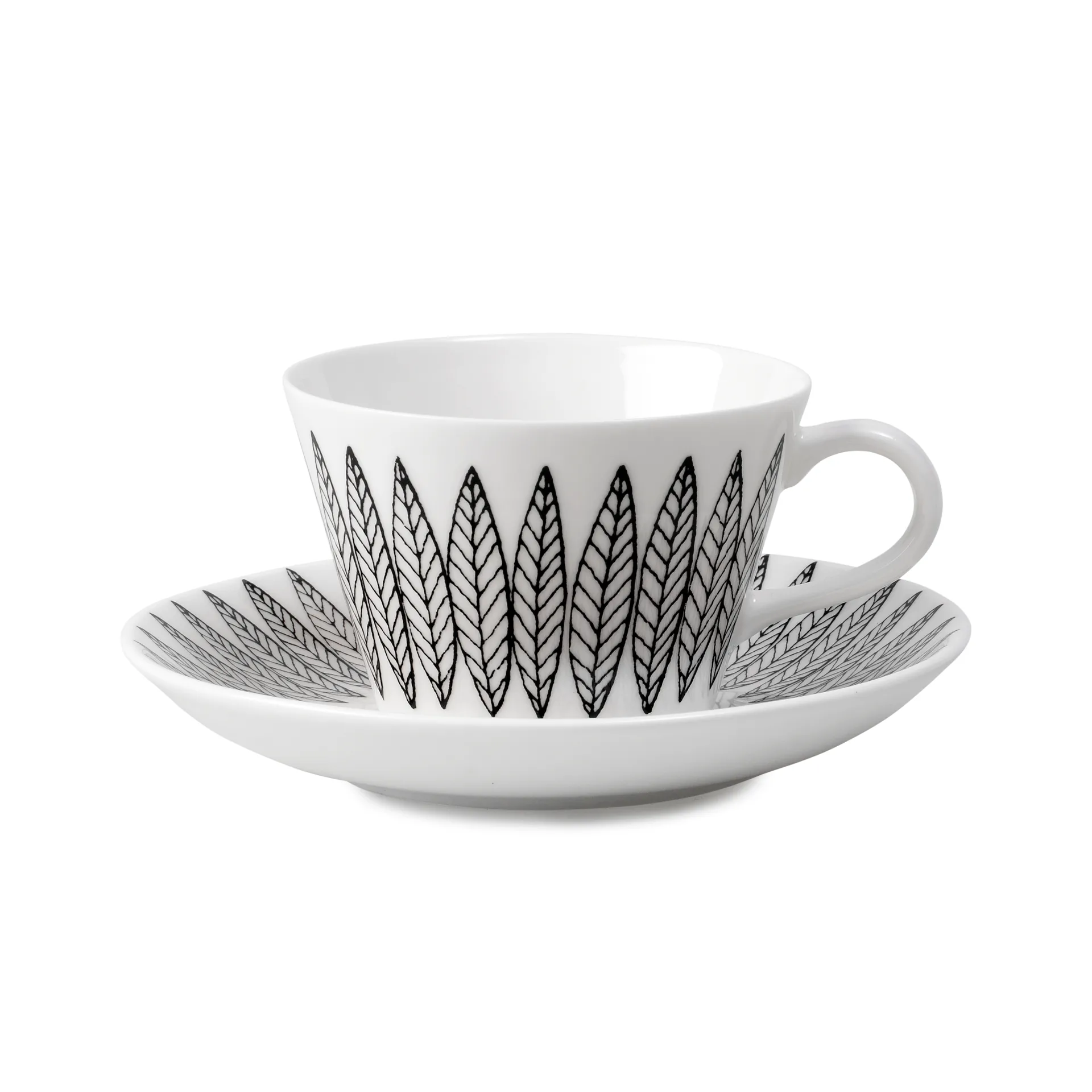Conjunto de chá cone Black Salix, chávena de café + pires Gustafsbergs Porslinsfabrik