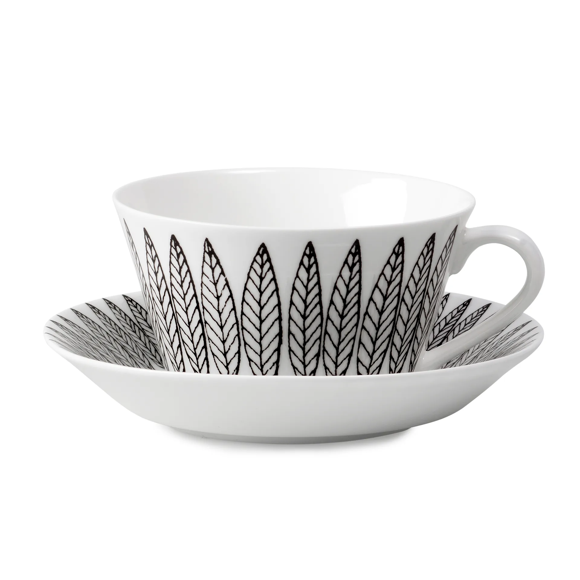 Conjunto de chá cone Black Salix, chávena de chá + pires Gustafsbergs Porslinsfabrik