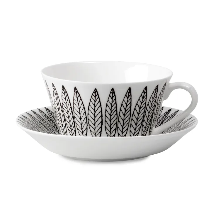 Conjunto de chá cone Black Salix - chávena de chá + pires - Gustafsbergs Porslinsfabrik