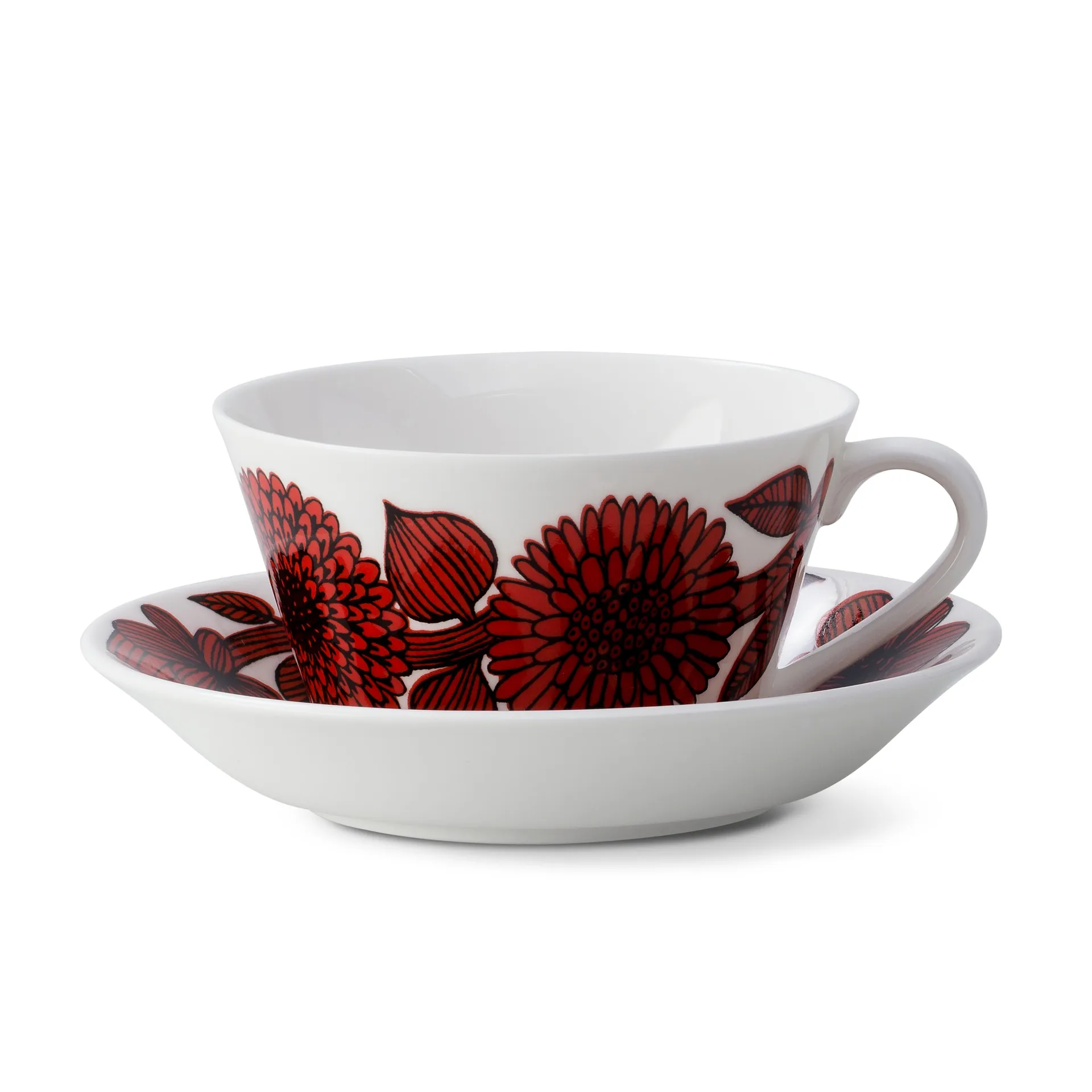 Conjunto de chá Röd Aster, chávena de chá + pires Gustafsbergs Porslinsfabrik