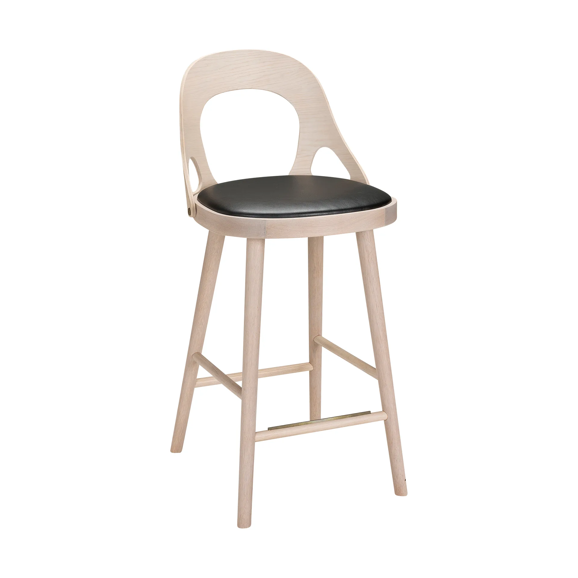 Colibri banco de bar 63 cm, Carvalho louro manchado-almofada preta Hans K