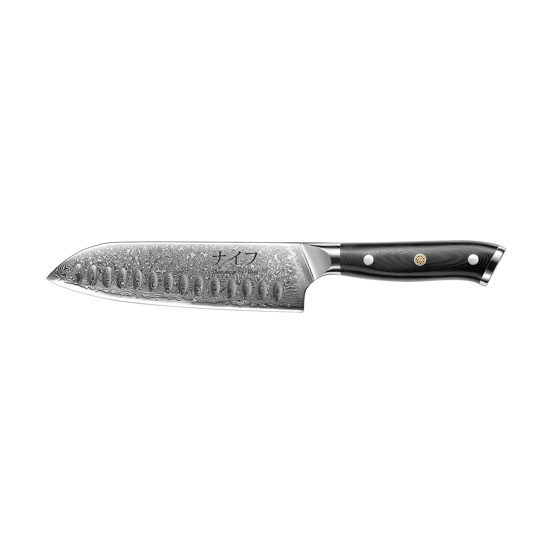 Damascus By Hâws faca santoku 32 cm, Preto-aço inoxidável Hâws