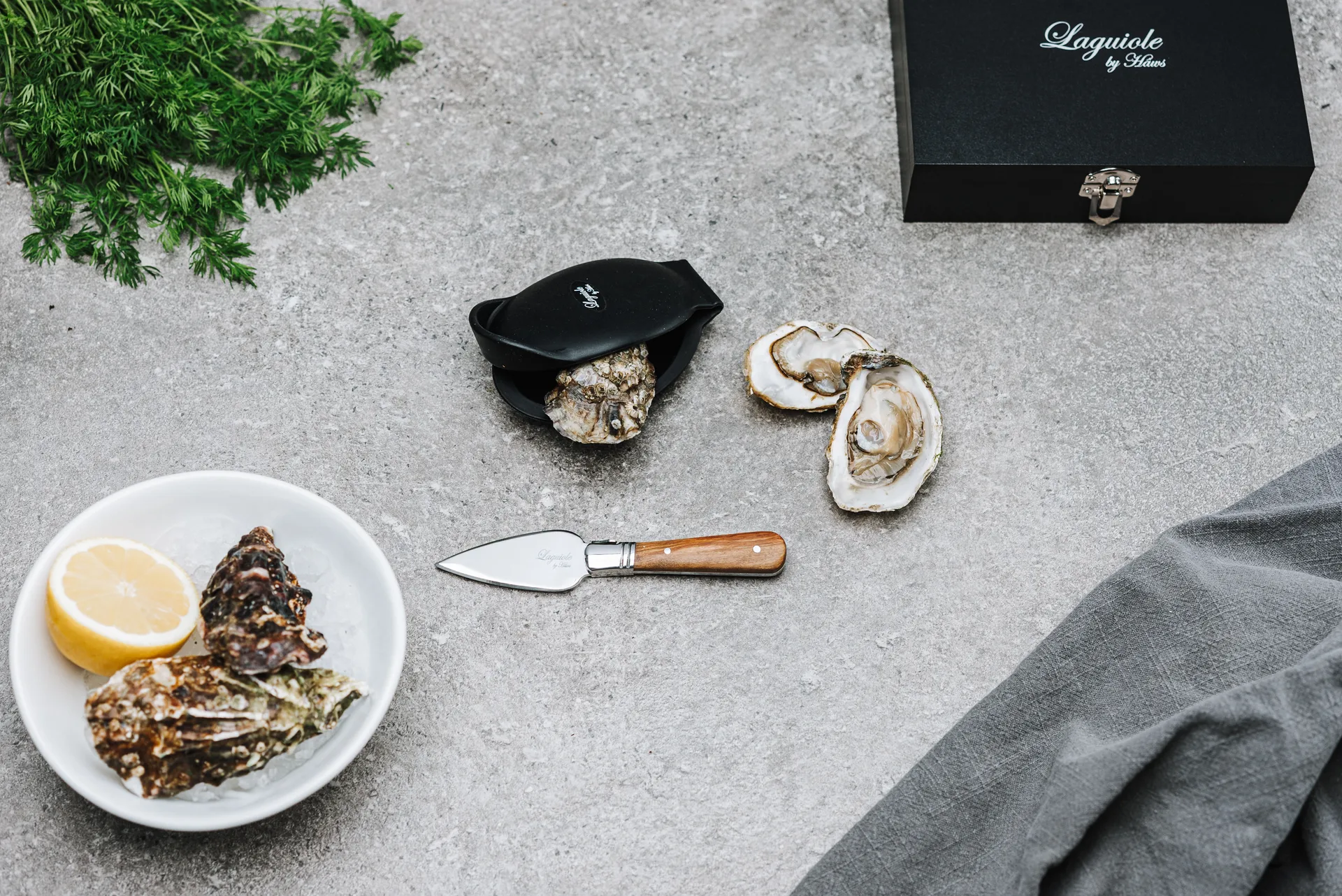 Laguiole by Hâws conjunto de ostras 2 peças, Oliveira-aço inoxidável Hâws