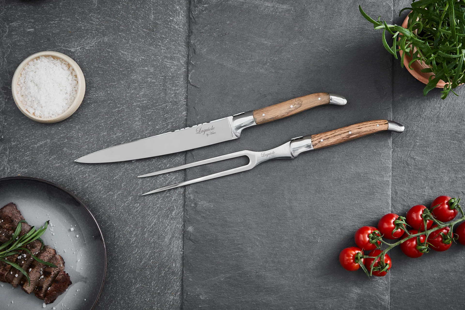 Laguiole By Hâws conjunto de trinchantes 2 peças, Carvalho Hâws