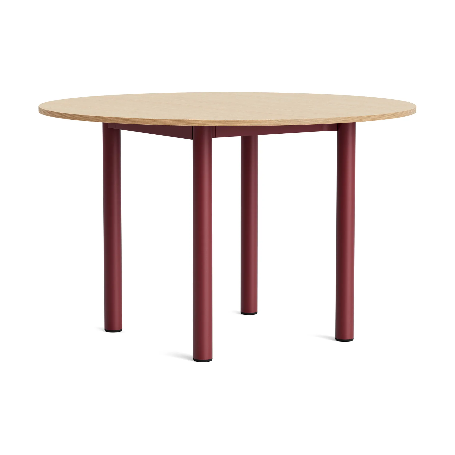 Annex Round mesa de jantar, Lacado carvalho-alumínio vermelho de celeiro, Ø120 cm HAY