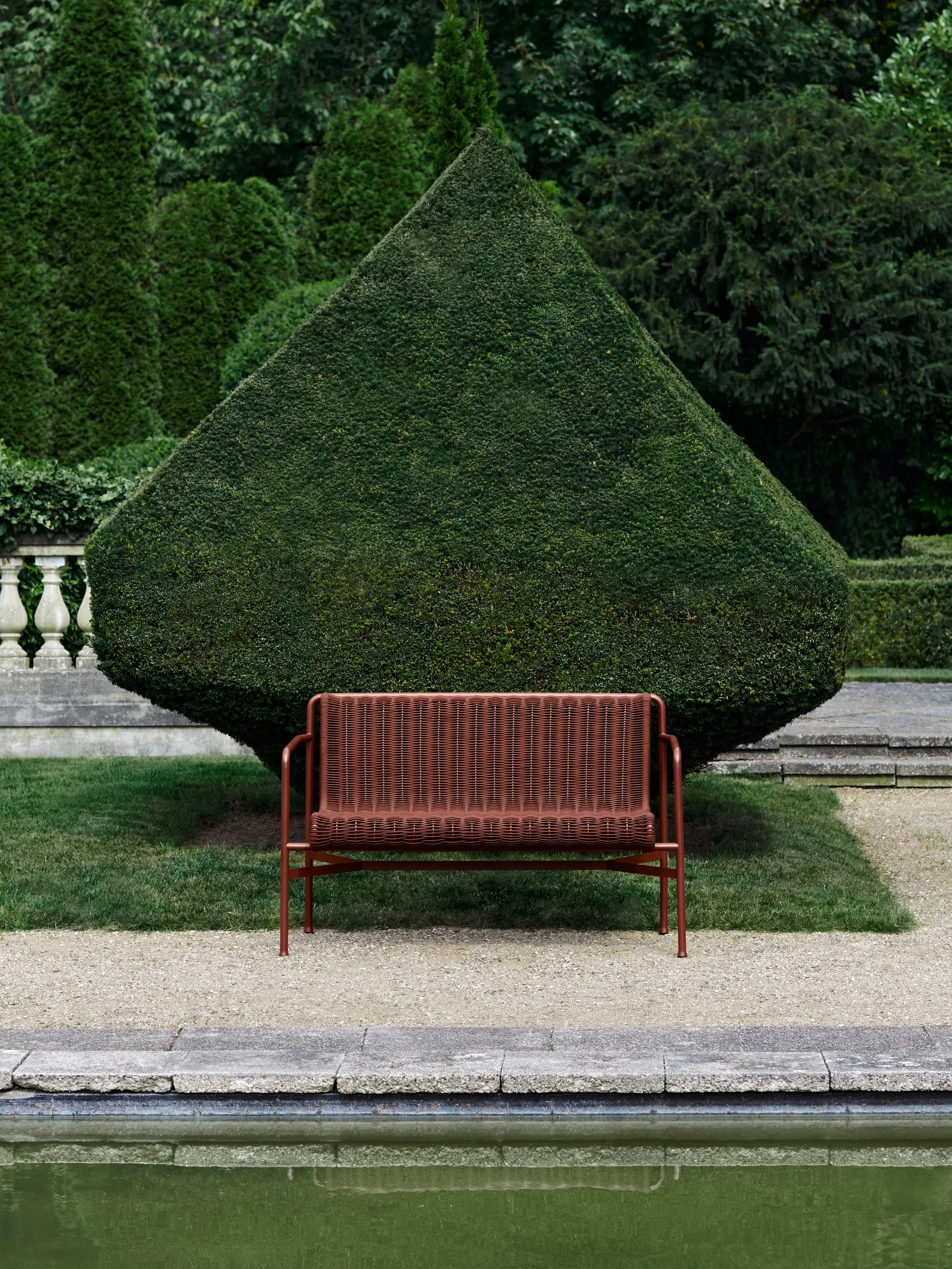 Banco com apoios de braços Palissade Cord Dining, Iron red HAY