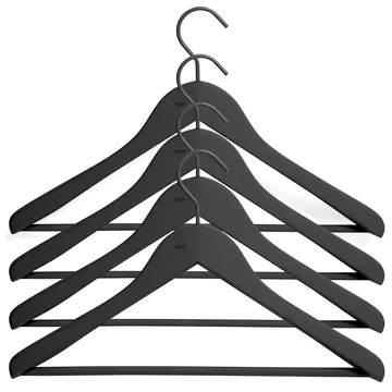 Cabide com varão largo HAY 4 un. - Preto - HAY