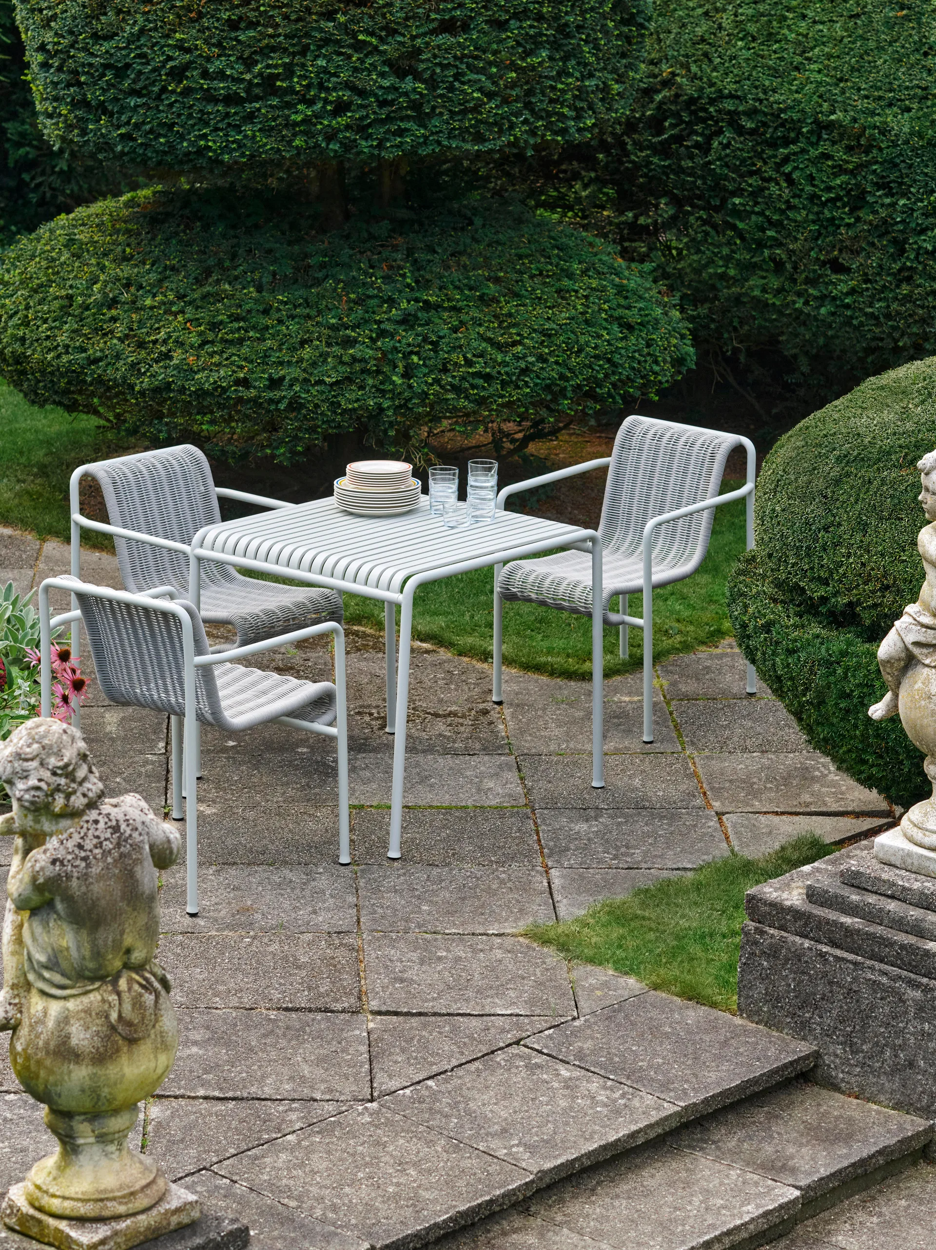 Cadeira com apoios de braços Palissade Cord Dining, Sky grey HAY