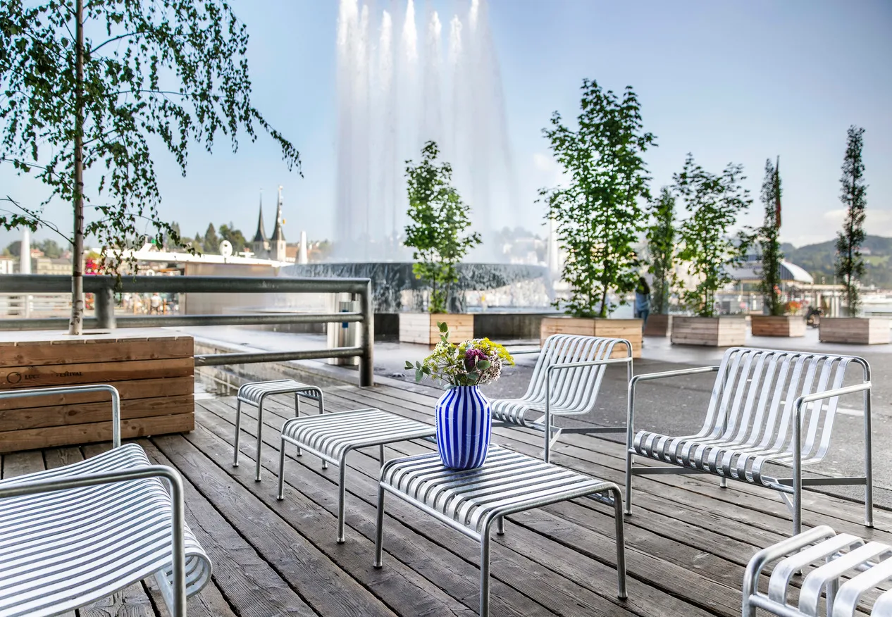 Cadeira lounge Palissade Low, hot galvanized HAY