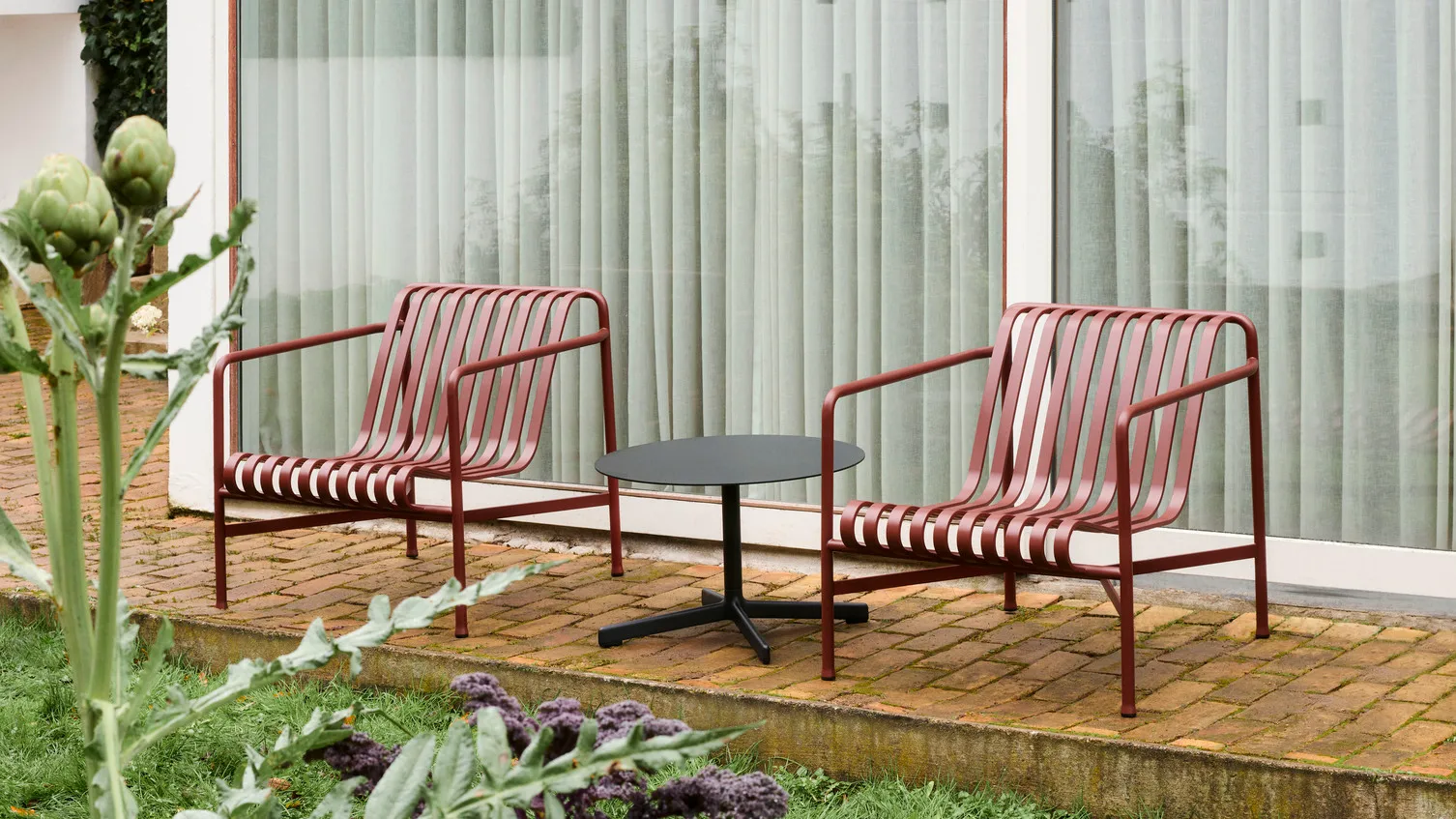 Cadeira lounge Palissade Low, Iron red HAY